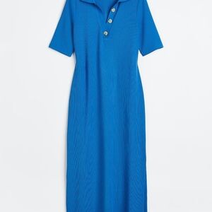 H&M Blue Polo Dress with Button Detail